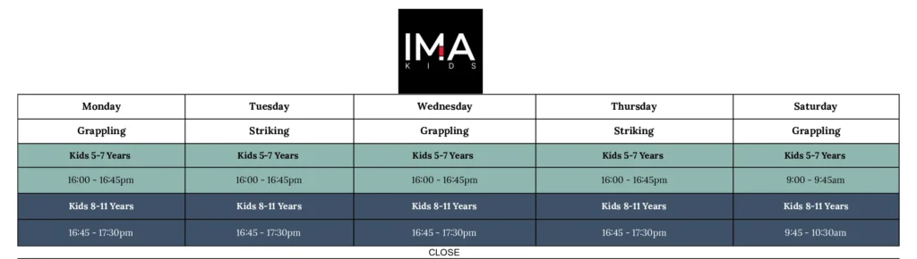 IMA Kids updated timetable